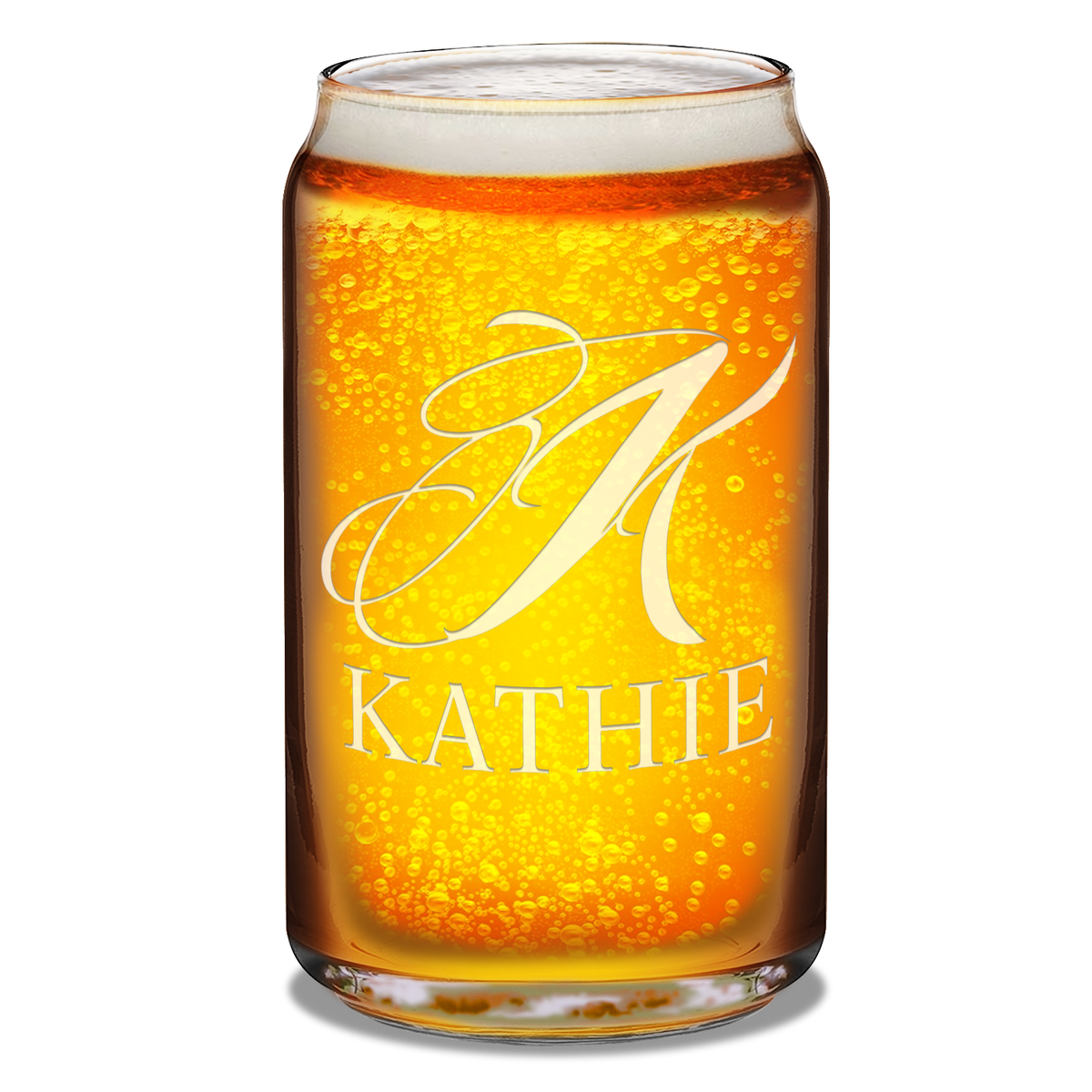Personalized Script Monogram 16oz Glass Can