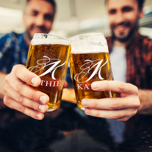Personalized Script Monogram 16oz Glass Can