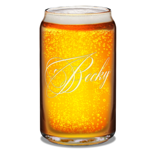 Personalized Decorative Script Etched 16 oz Glass Can