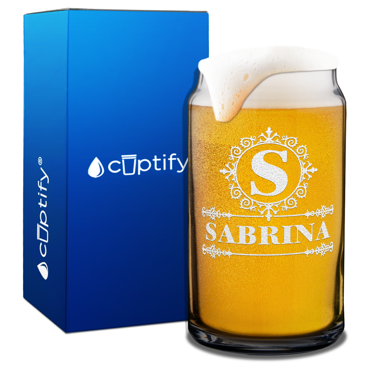 Personalized Ultramodern Etched 16oz Glass Can