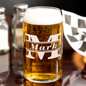 Personalized Initial Classic Block Etched 16 oz Glass Can
