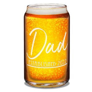  Dad Established 2022 Etched on 16 oz Beer Glass Can