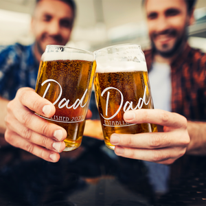  Dad Established 2022 Etched on 16 oz Beer Glass Can