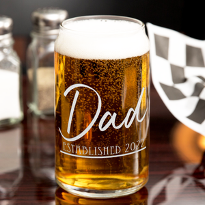  Dad Established 2022 Etched on 16 oz Beer Glass Can