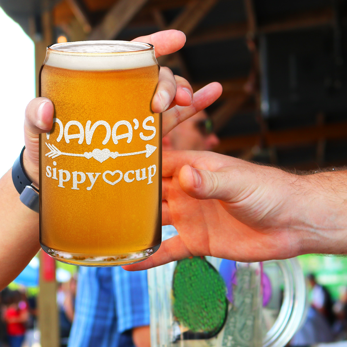  Nana's Sippy Cup Etched on 16 oz Beer Glass Can