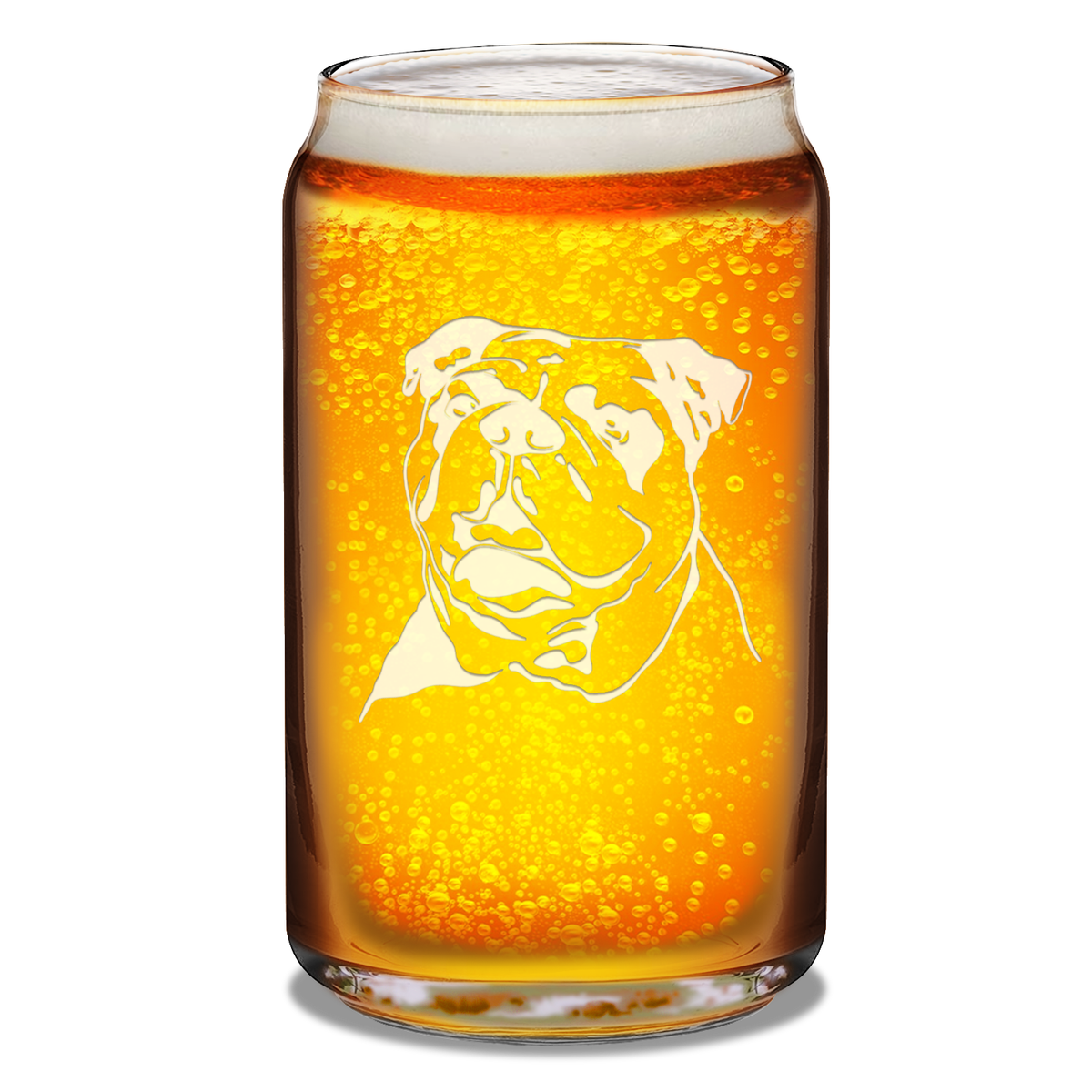 Bulldog Head 16 oz Beer Glass Can
