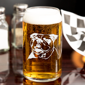 Bulldog Head 16 oz Beer Glass Can