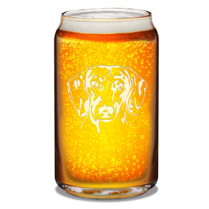 Dachshund Head 16 oz Beer Glass Can