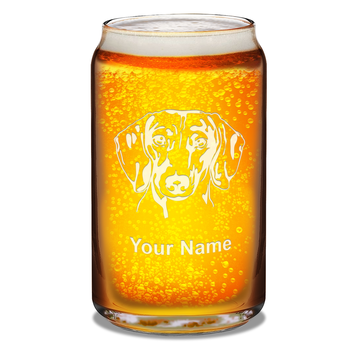 Personalized Dachshund Head 16 oz Beer Glass Can
