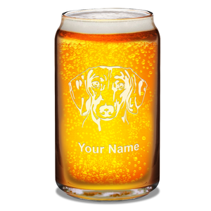 Personalized Dachshund Head 16 oz Beer Glass Can