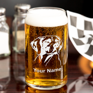 Personalized German Shorthaired Pointer Head 16 oz Beer Glass Can