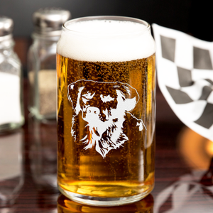 Golden Retriever Head 16 oz Beer Glass Can