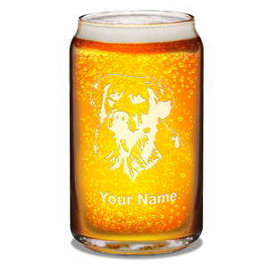 Personalized Golden Retriever Head 16 oz Beer Glass Can