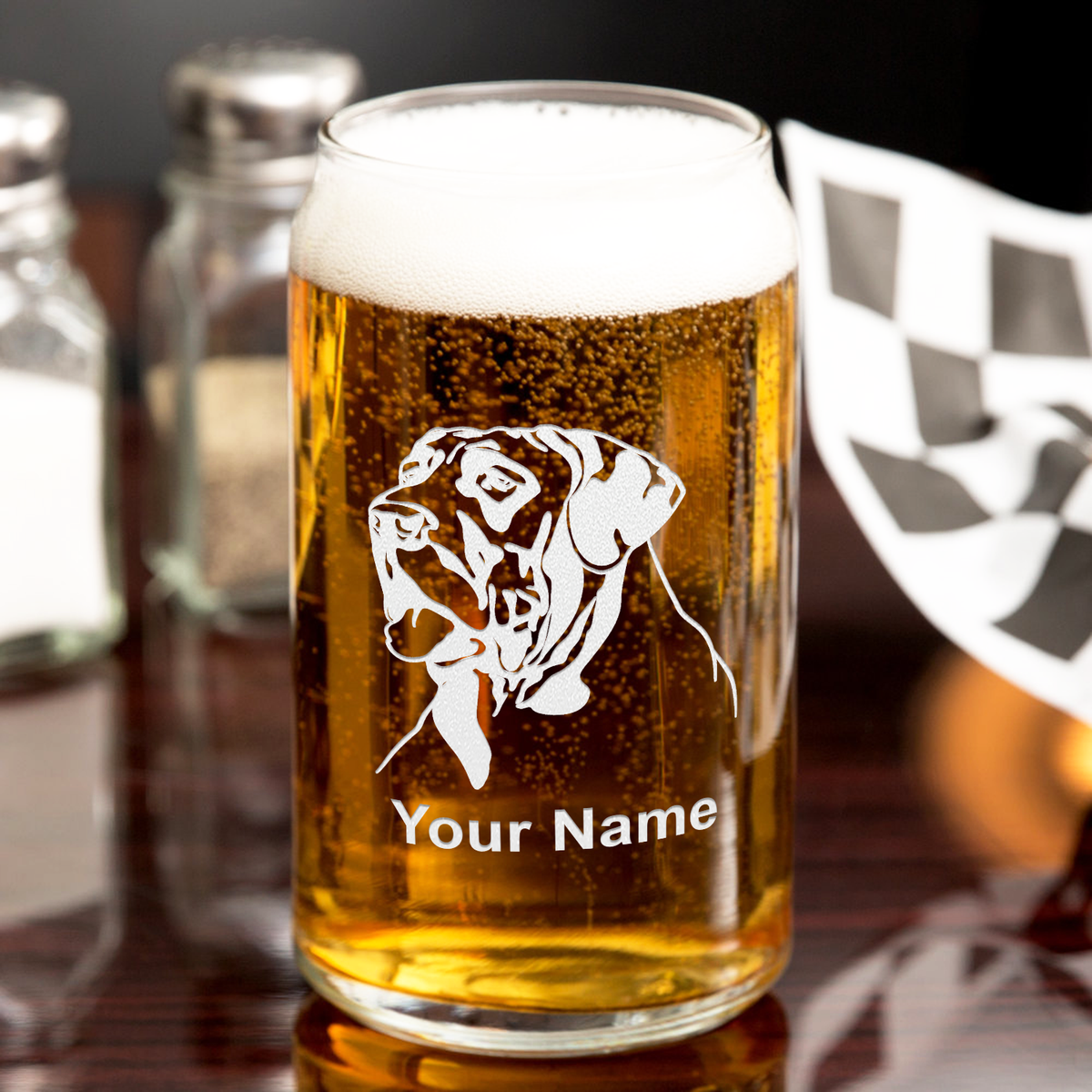 Personalized Great Dane Head 16 oz Beer Glass Can