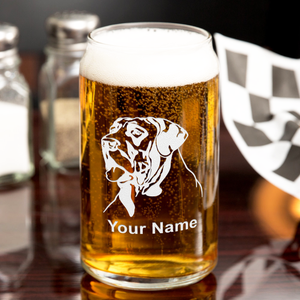 Personalized Great Dane Head 16 oz Beer Glass Can