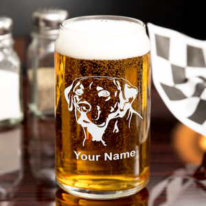Personalized Labrador Head 16 oz Beer Glass Can