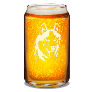 Siberian Huskie Head 16 oz Beer Glass Can