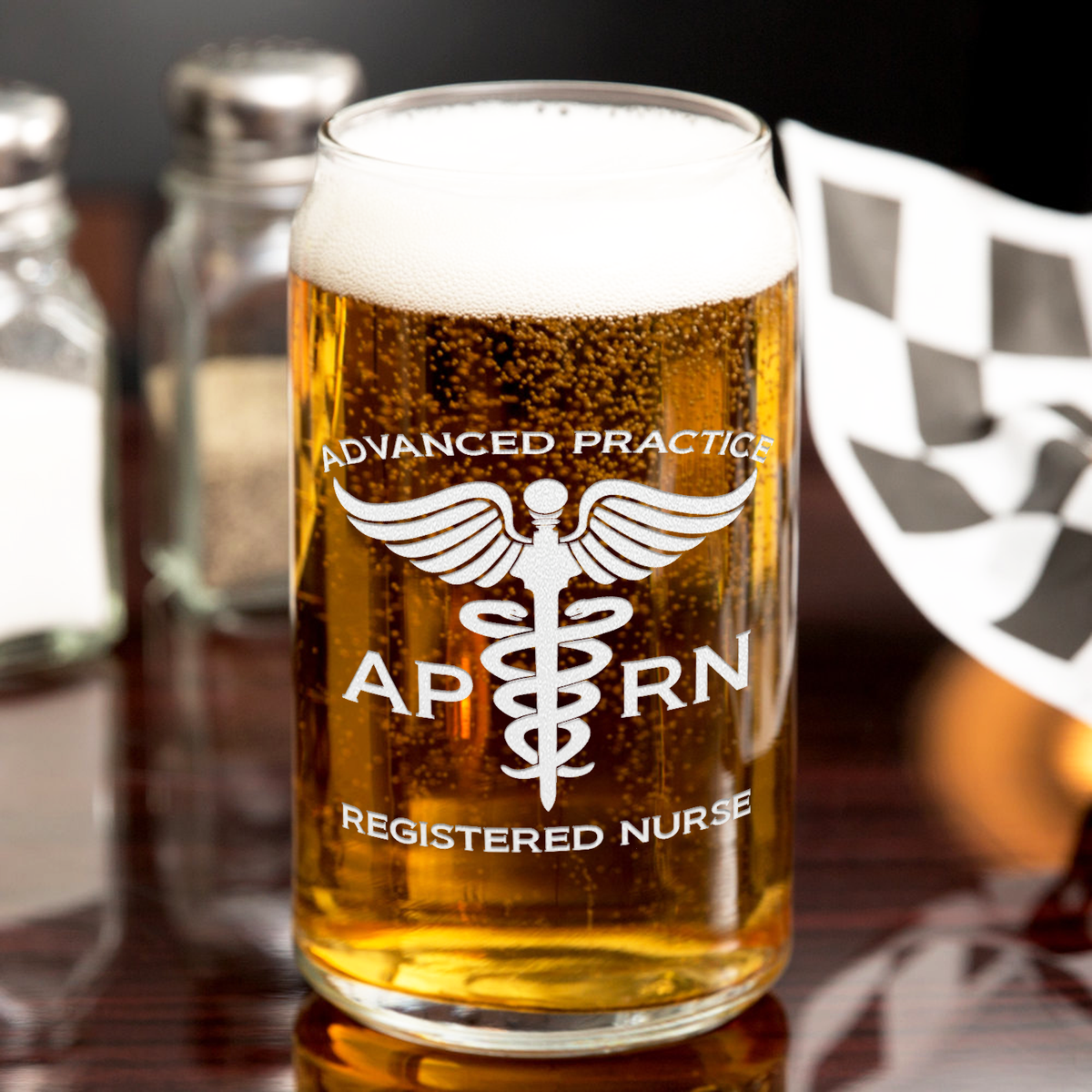 APRN Advanced Practice Registered Nurse Etched 16 oz Beer Glass Can