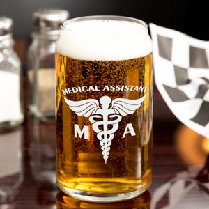 MA Medical Assistant Etched 16 oz Beer Glass Can