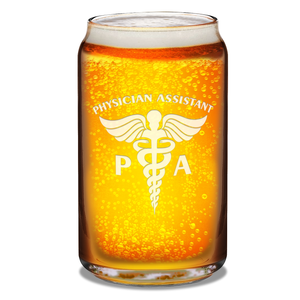 PA Physician Assistant Etched 16 oz Beer Glass Can