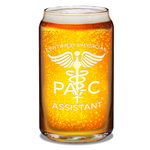 PA-C Certified Physician Assistant Etched 16 oz Beer Glass Can