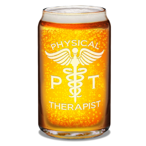 PT Physical Therapist Etched 16 oz Beer Glass Can