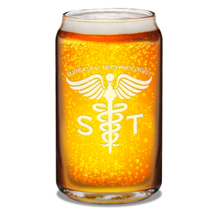 ST Surgical Technologist Etched 16 oz Beer Glass Can