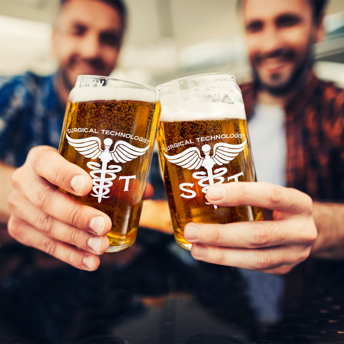 ST Surgical Technologist Etched 16 oz Beer Glass Can