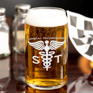 ST Surgical Technologist Etched 16 oz Beer Glass Can