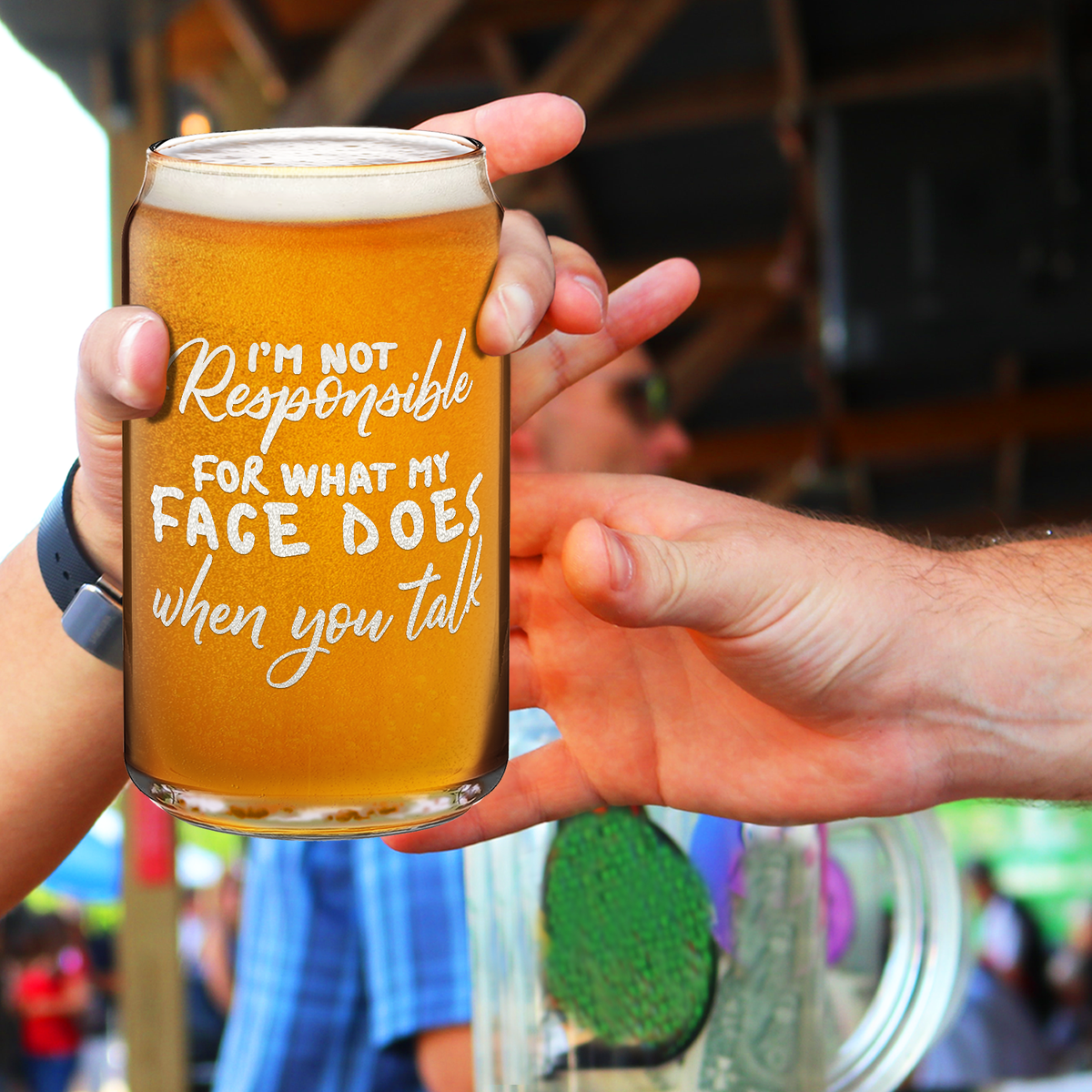  Not Responsible for What My Face Does 16 oz Beer Glass Can
