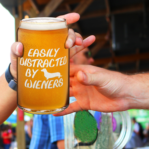  Easily Distracted by Wieners 16 oz Beer Glass Can