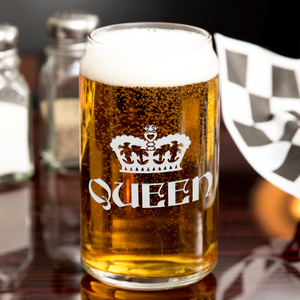  Queen Crown Etched on 16 oz Beer Glass Can