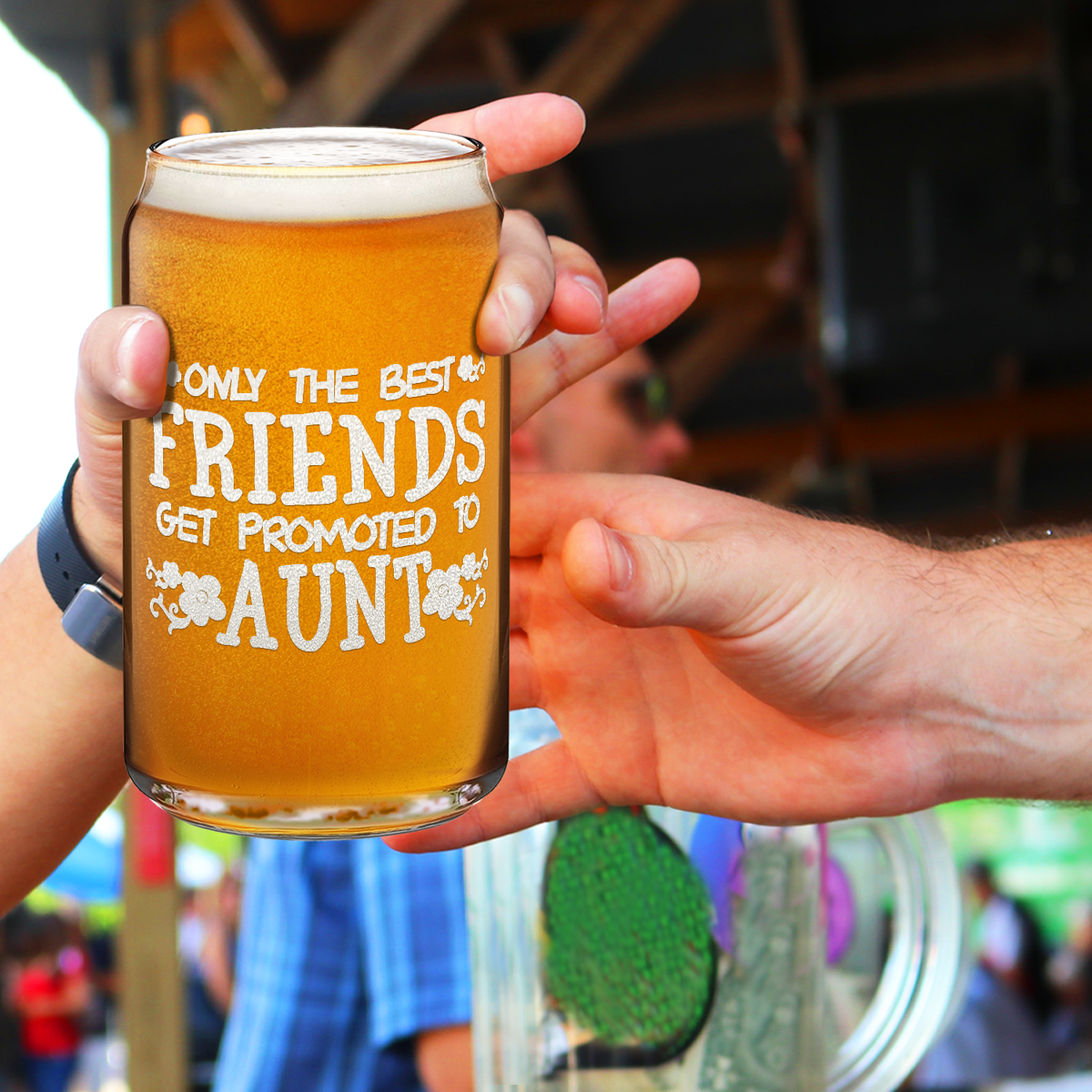  Get Promoted to Aunt 16 oz Beer Glass Can