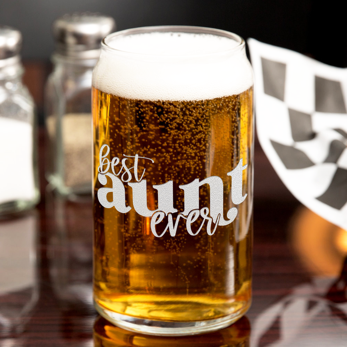  Best Aunt Ever Etched on 16 oz Beer Glass Can