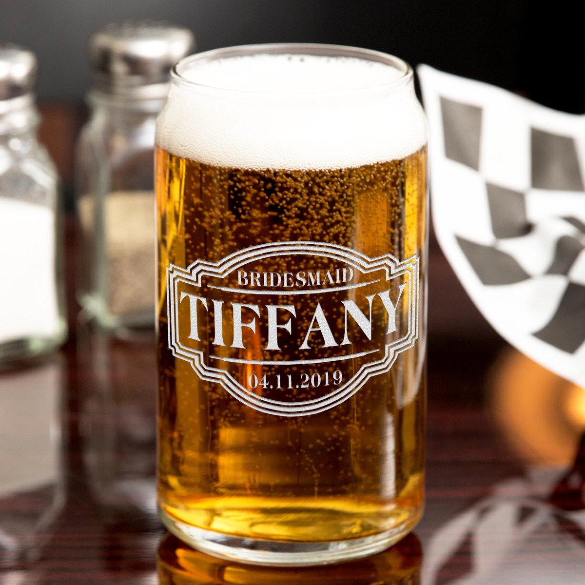  Personalized Bridesmaid Etched on 16 oz Beer Glass Can