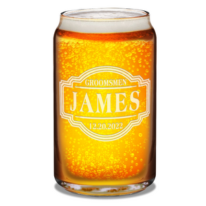  Personalized Groomsmen Etched on 16 oz Beer Glass Can