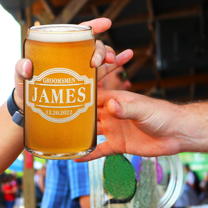  Personalized Groomsmen Etched on 16 oz Beer Glass Can