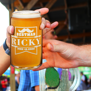  Personalized Best Man Etched on 16 oz Beer Glass Can