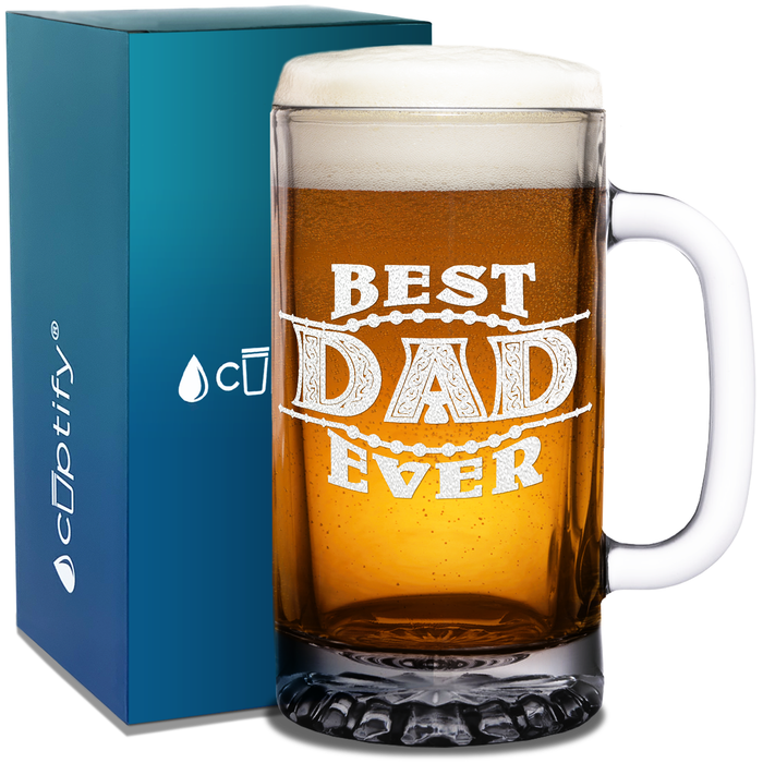 Best Dad Ever Etched on 16 oz Beer Mug Glass