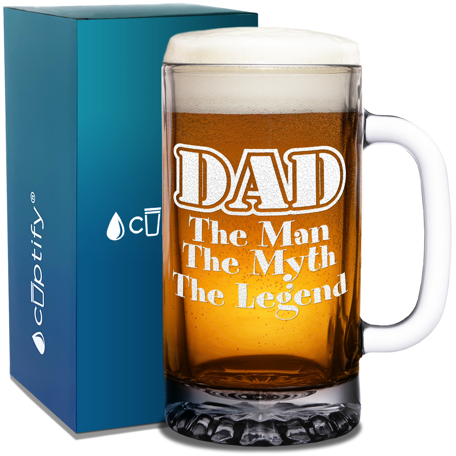 DAD The Man The Myth The Legend 16 oz Beer Mug Glass
