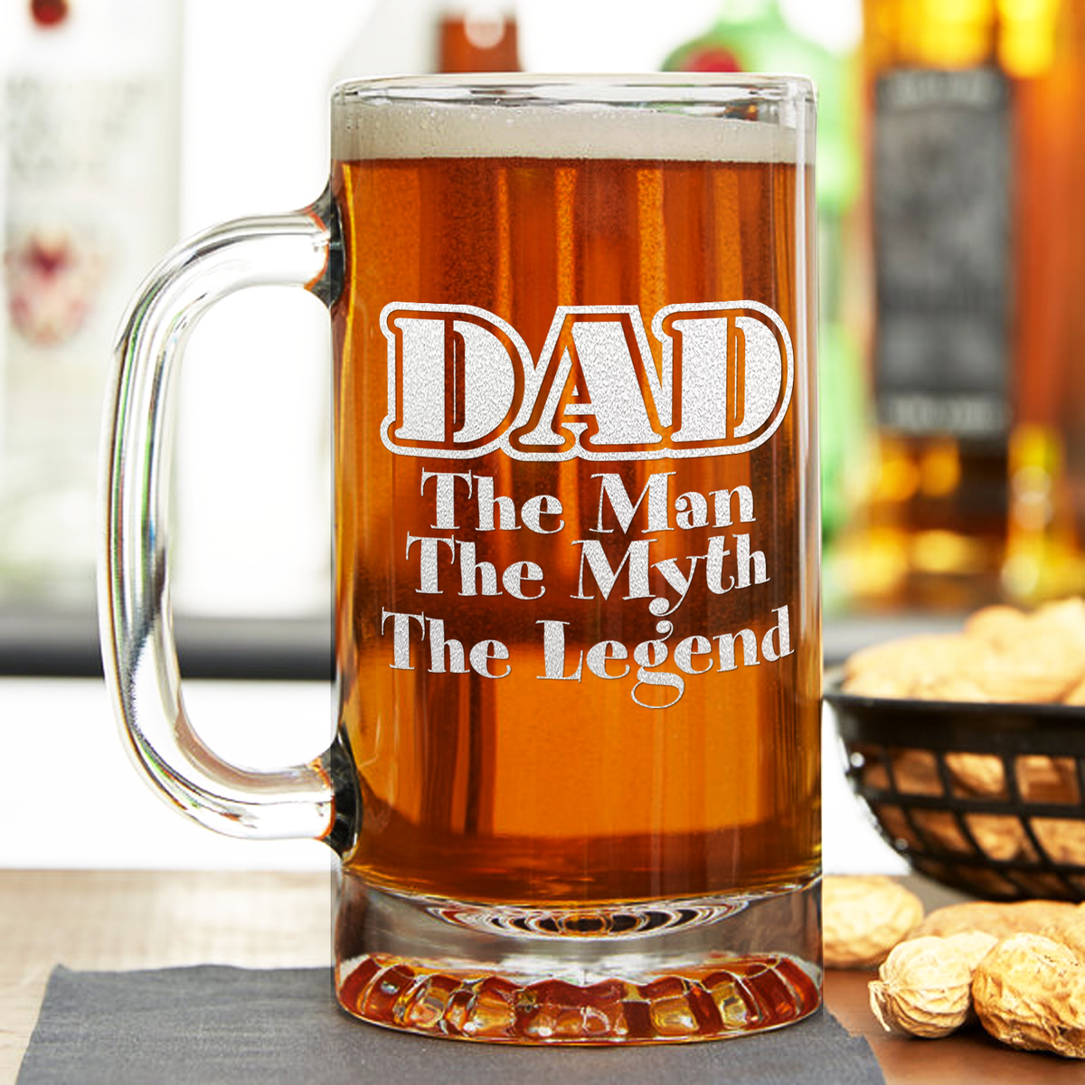 DAD The Man The Myth The Legend 16 oz Beer Mug Glass