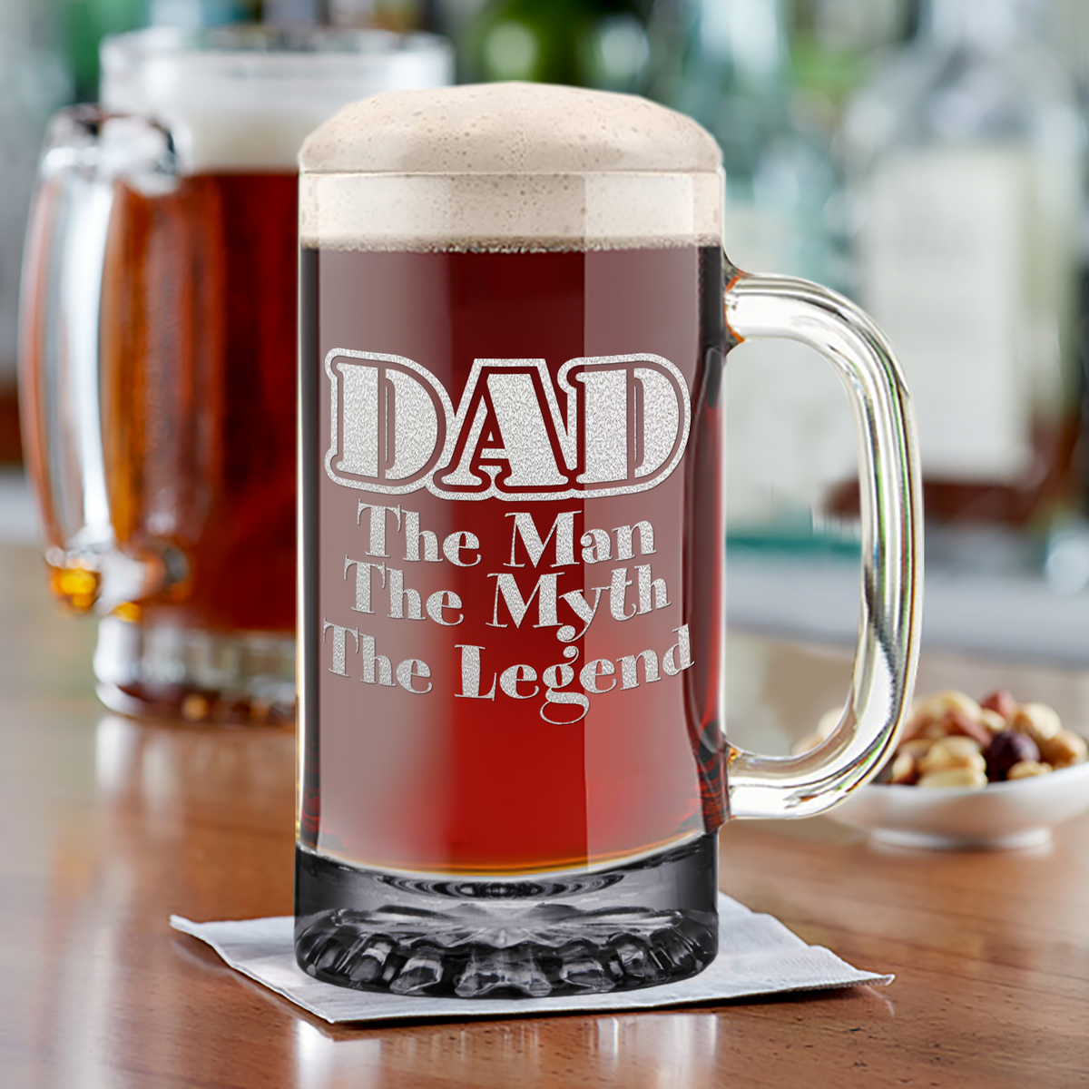 DAD The Man The Myth The Legend 16 oz Beer Mug Glass