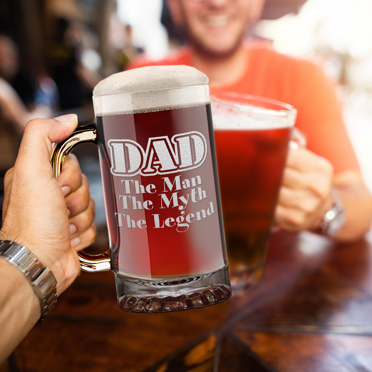 DAD The Man The Myth The Legend 16 oz Beer Mug Glass