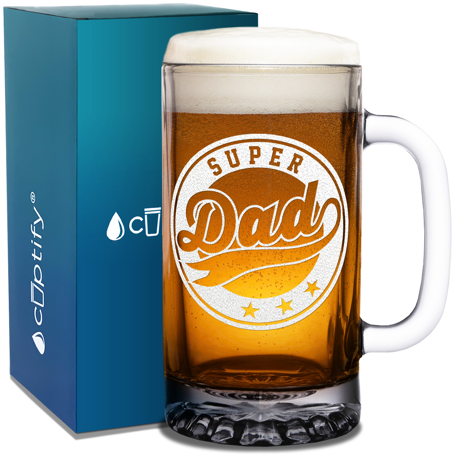 Super Dad 16 oz Beer Mug Glass