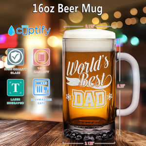 World's Best Dad 16 oz Beer Mug Glass