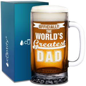 Officially World's Greatest Dad 16 oz Beer Mug Glass