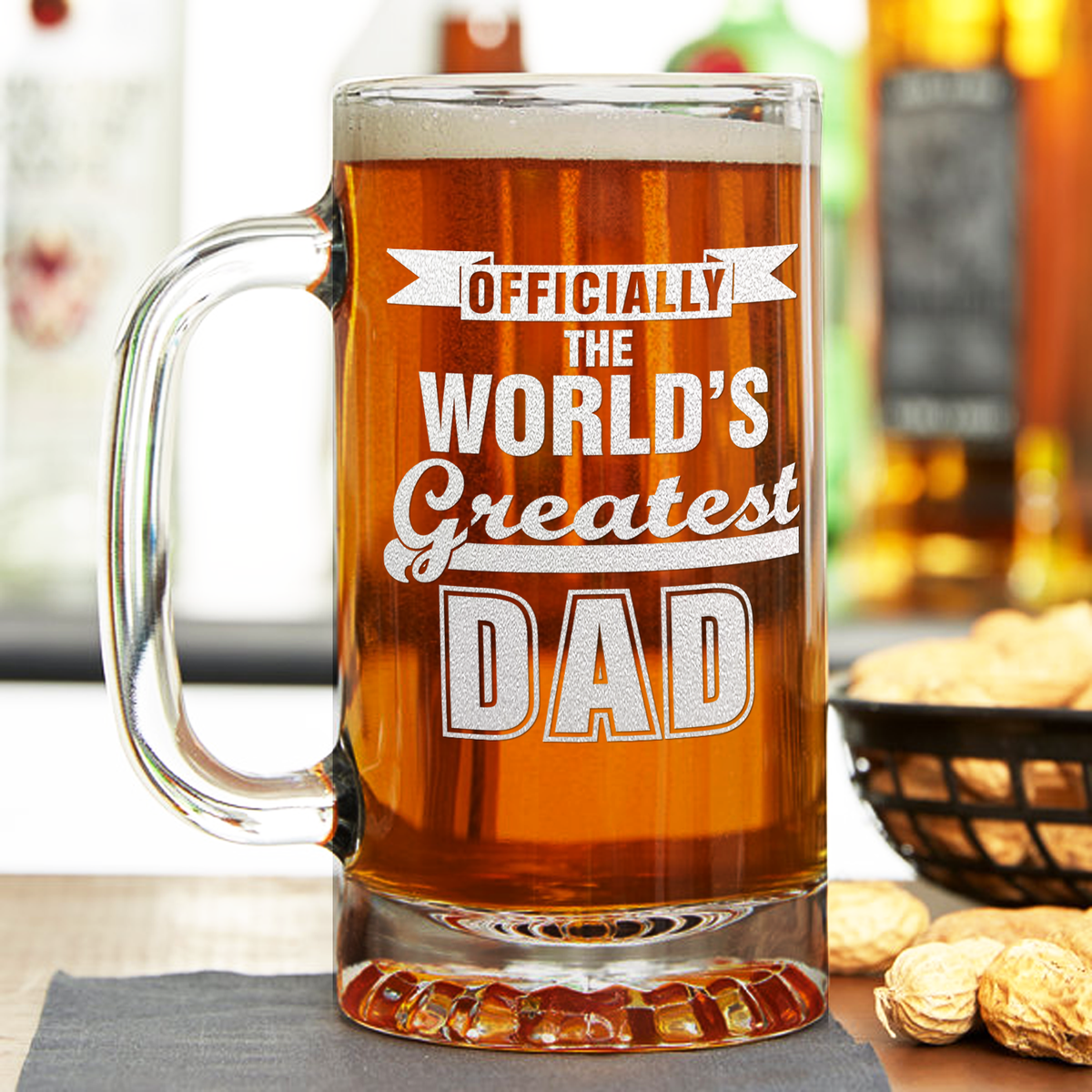 Officially World's Greatest Dad 16 oz Beer Mug Glass