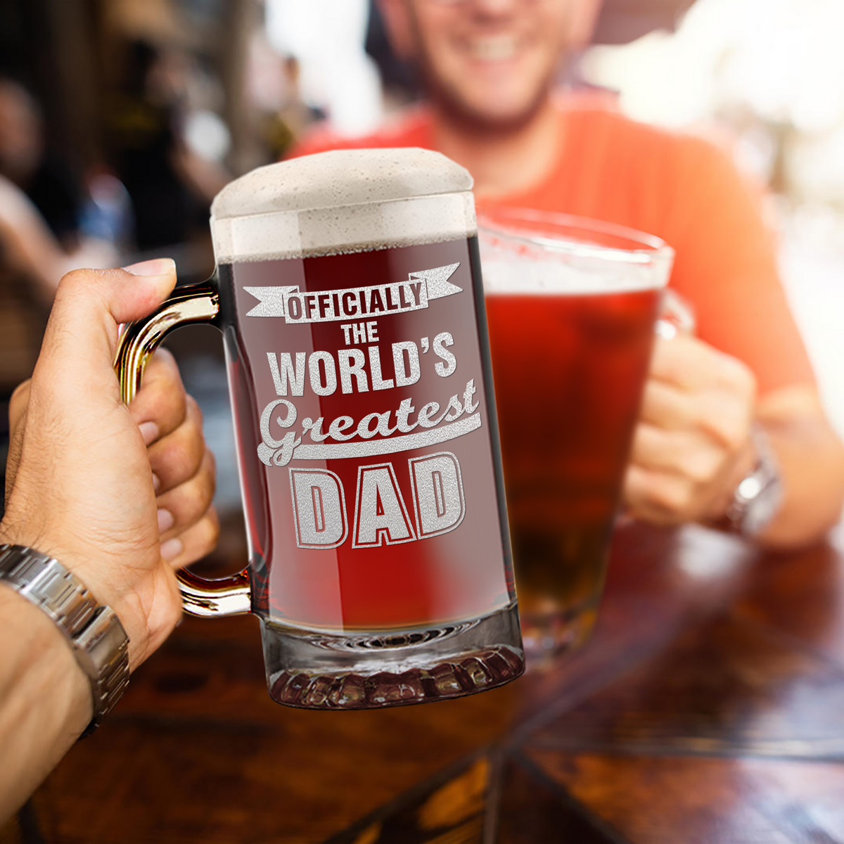 Officially World's Greatest Dad 16 oz Beer Mug Glass