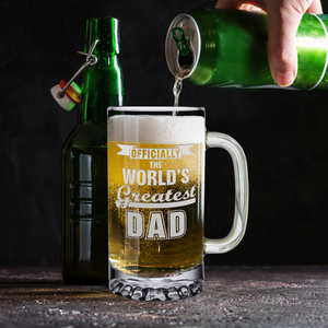 Officially World's Greatest Dad 16 oz Beer Mug Glass