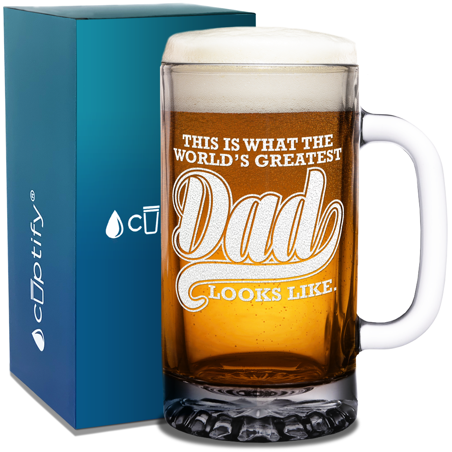 World's Greatest Dad 16 oz Beer Mug Glass